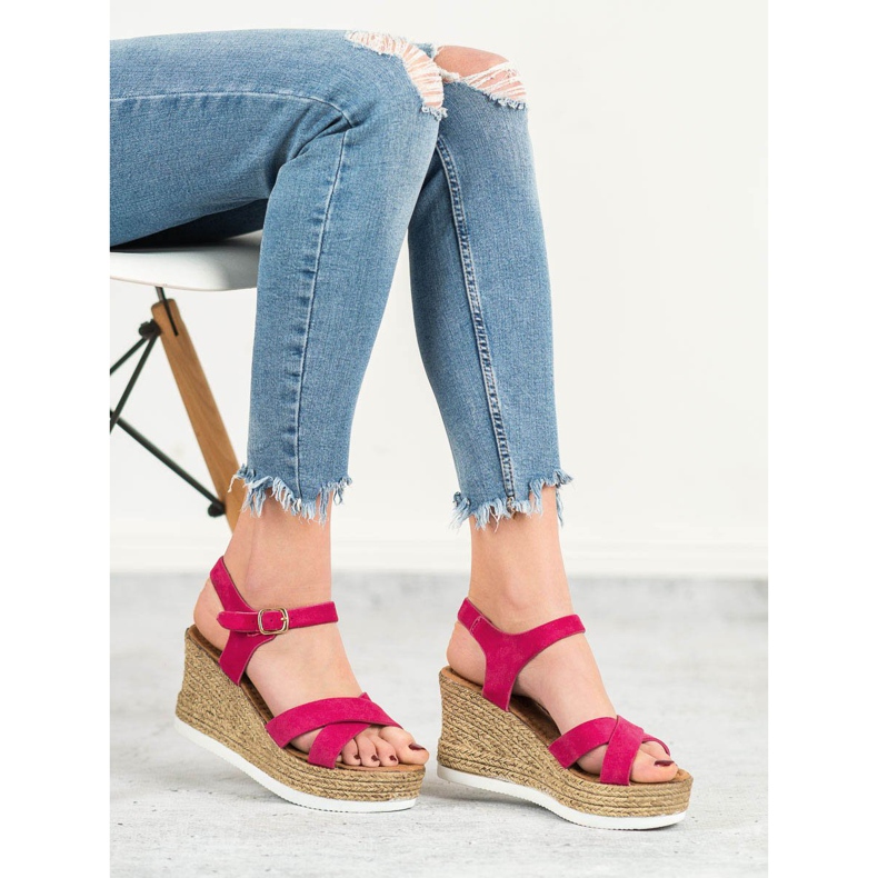 JESSY ROSS Fukszia velúr szandál rózsaszín 2