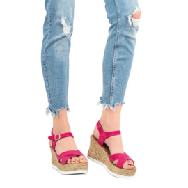 JESSY ROSS Fukszia velúr szandál rózsaszín 1