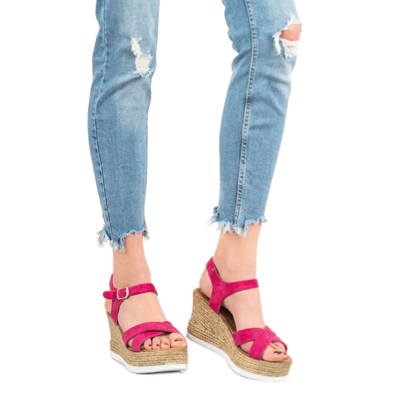 JESSY ROSS Fukszia velúr szandál rózsaszín 1