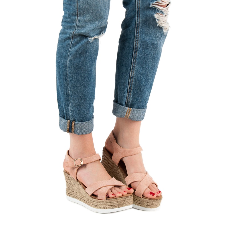 JESSY ROSS Porított velúr szandál rózsaszín 1