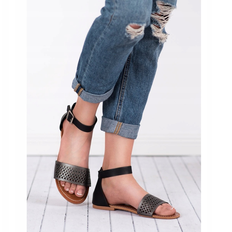 Evento Áttört szandál fekete 2
