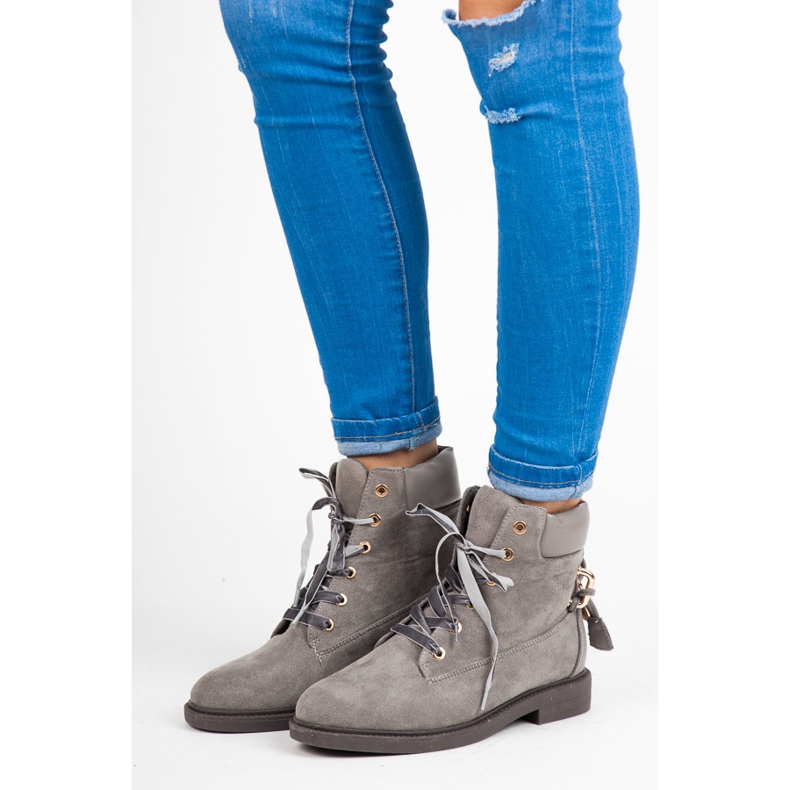 Ideal Shoes Velúr Munkavállalók Szalaggal Kötve szürke 1