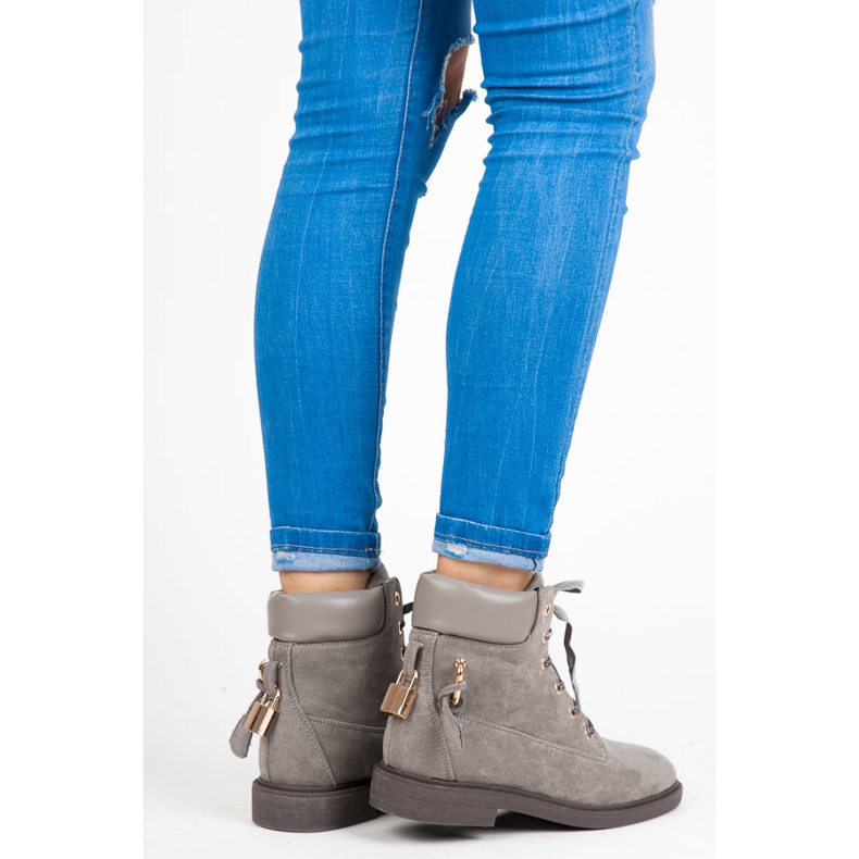 Ideal Shoes Velúr Munkavállalók Szalaggal Kötve szürke 2