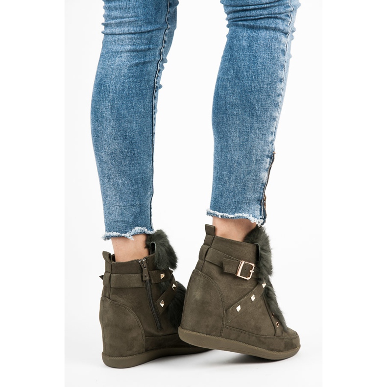 Kylie Cipők szőrmével zöld 1