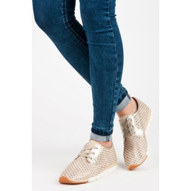 Kylie Divatos megkötött tornacipő sárga barna 1