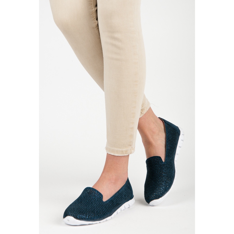 Vinceza Áttört bőrbordák sötétkék 2