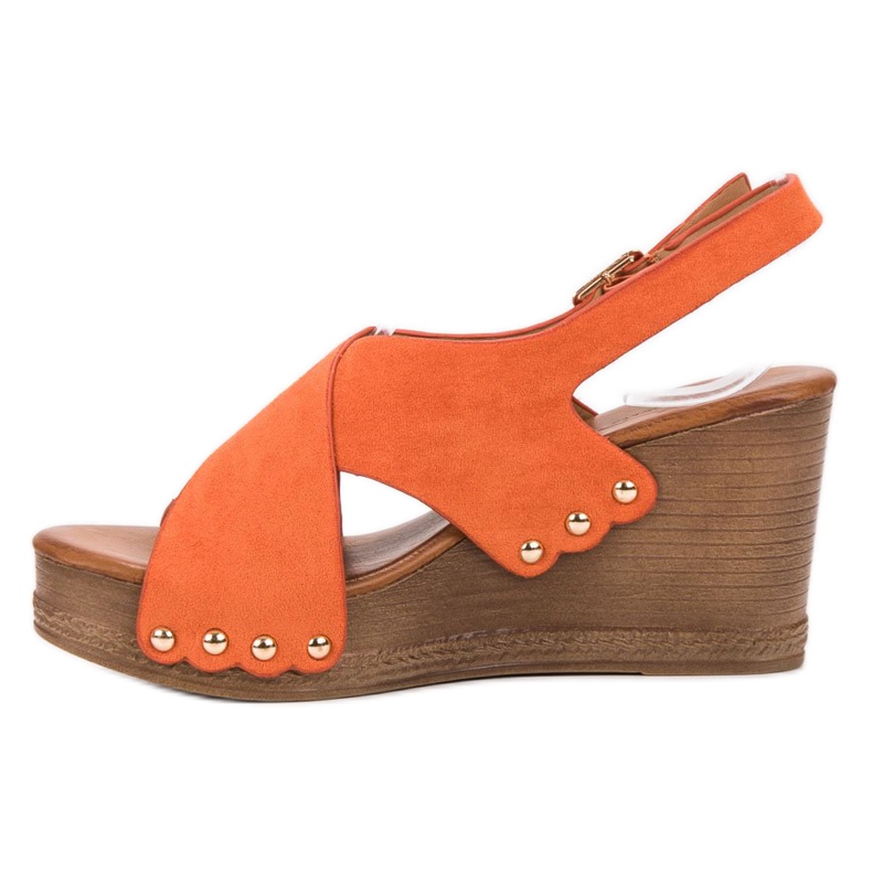 SHELOVET Velúr szandál narancs 1