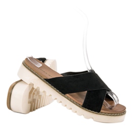 Laura Mode Fekete velúr papucs 1