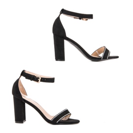 Abloom Szandál Kristályokkal fekete 1