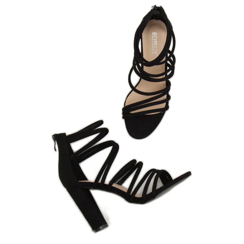 Fekete magas sarkú szandál AT-0662-L Fekete 1