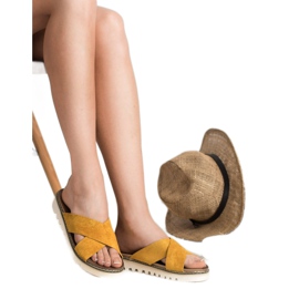 Laura Mode Mustáros velúrpapucs sárga 1 Laura Mode Mustáros velúrpapucs sárga 1