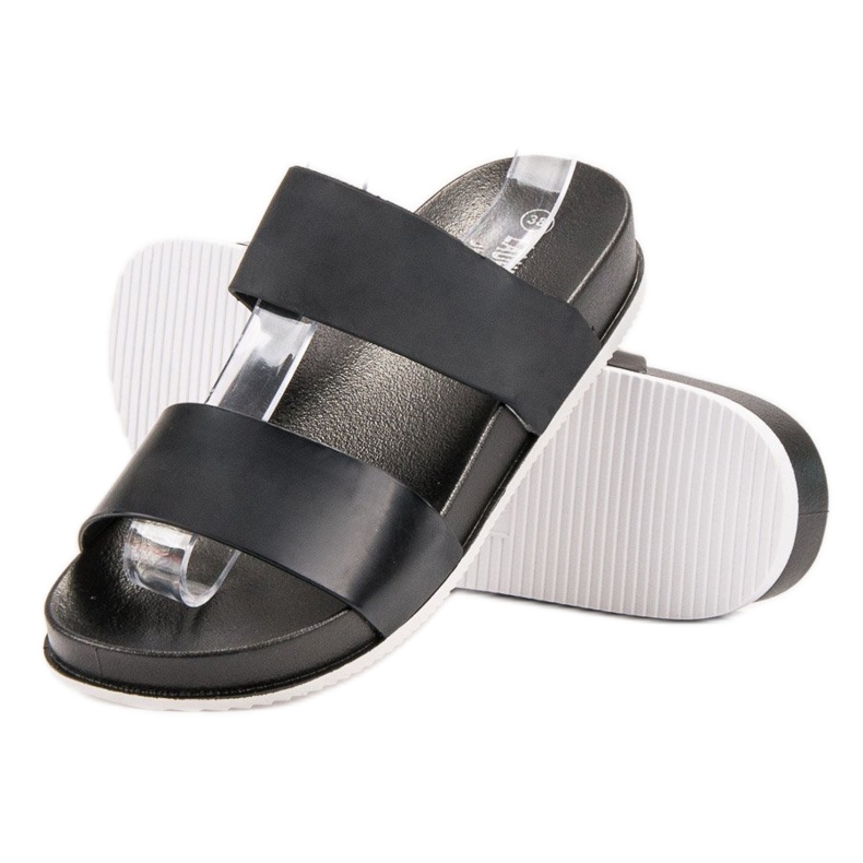 Laura Mode Fekete gumi papucs 1