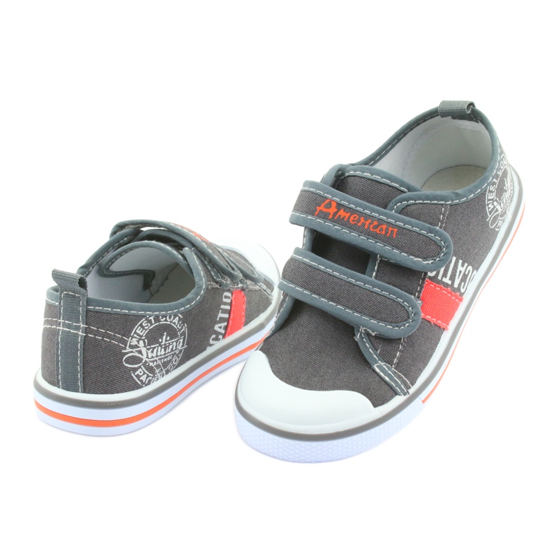 American Club szürke farmer tépőzáras cipők fehér narancssárga 4