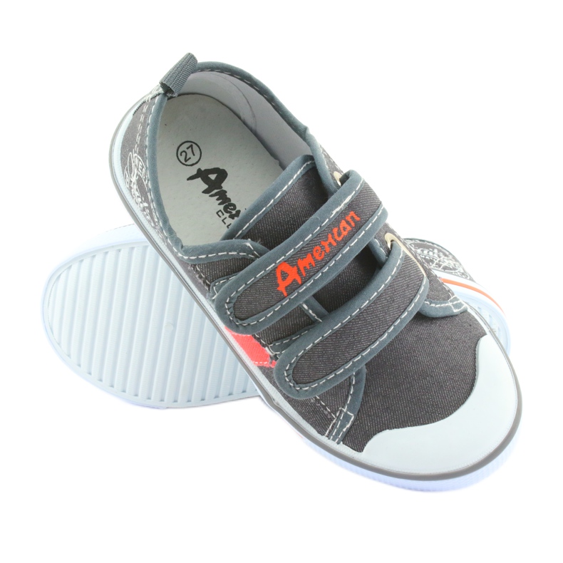 American Club szürke farmer tépőzáras cipők fehér narancssárga 3