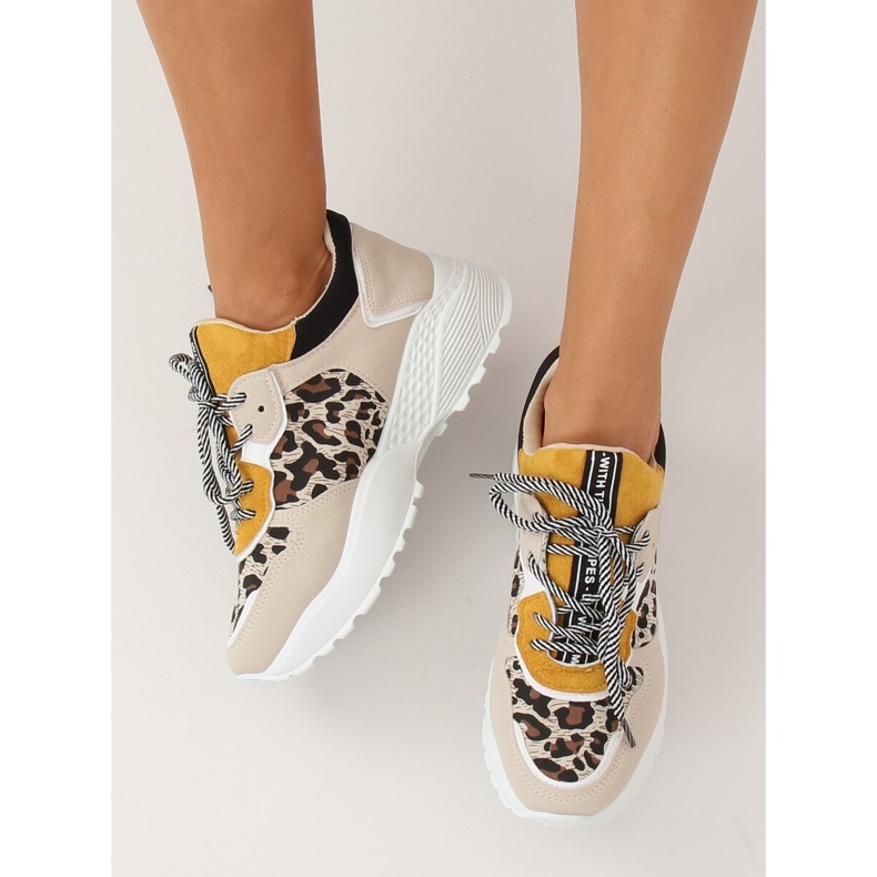 BL170P Leopard Print bézs színű sportcipő barna sárga 2