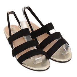 Fekete SM007 Fekete espadrilles szandál 1