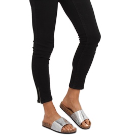 Ezüst női ezüst papucs PK44491 Silver szürke 2