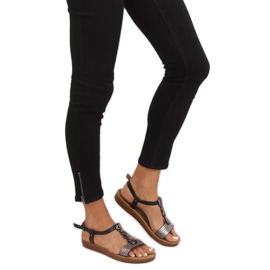 Fekete női szandál TS-7 Fekete szürke 2