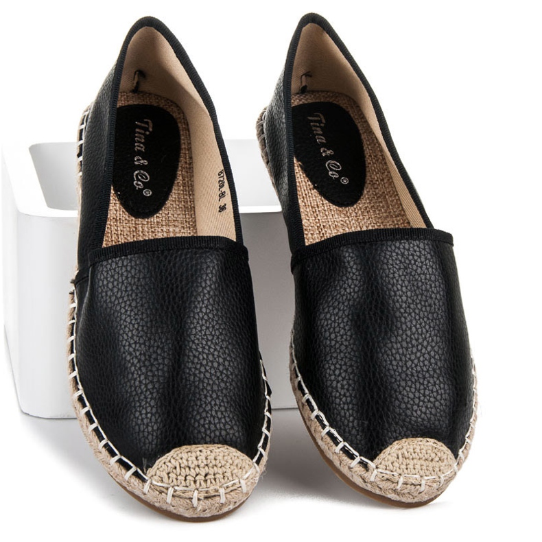 Tina&Co Csúsztatható Espadrilles Eco Bőrrel fekete 1