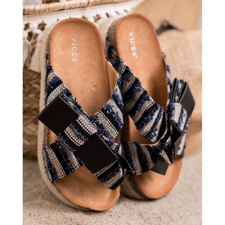 Vices Textil papucs a platformon fekete 2