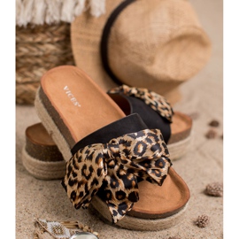 Vices Divatos állatmintás papucs fekete 2