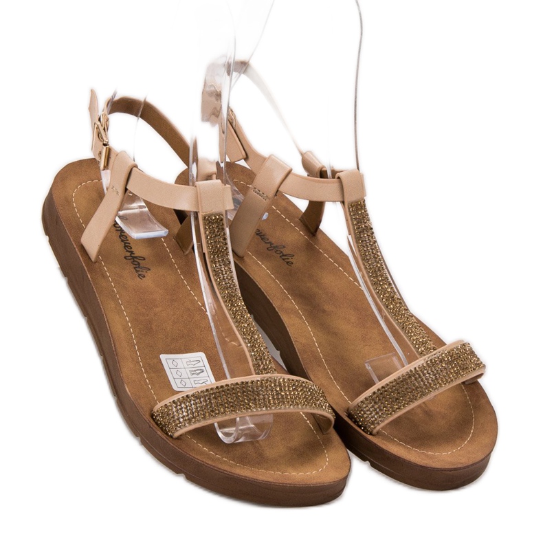 Forever Folie Szandál köbös cirkóniummal barna 1