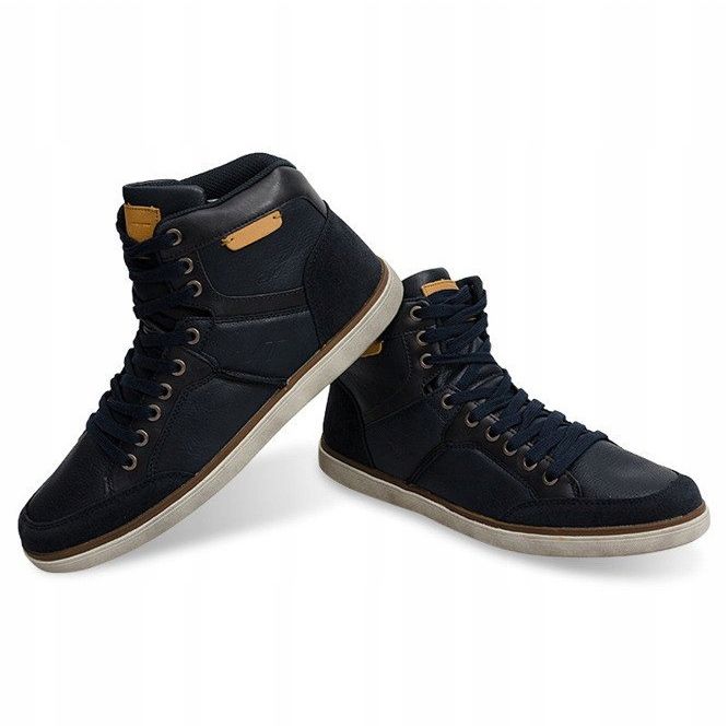 Magas cipők Natúr bőr XF117 Navy Blue sötétkék 1