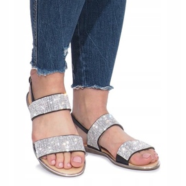 Fekete lapos szandál Indulge gyémánttal 2