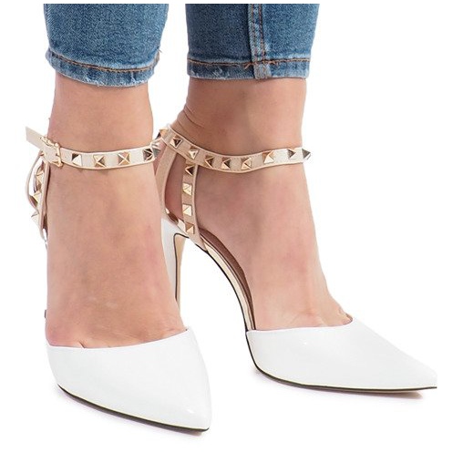 Fehér lakkozott sarok Behati csapokkal sárga 2