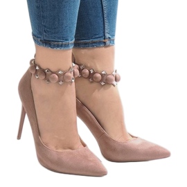 Rózsaszín magas sarkú szandál LE033P 2