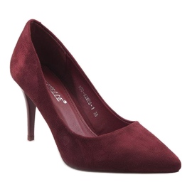 Maroon klasszikus velúr stilettos 100-828ES-1 piros 1
