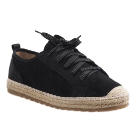 Fekete BB02P fűzött espadrilles 1