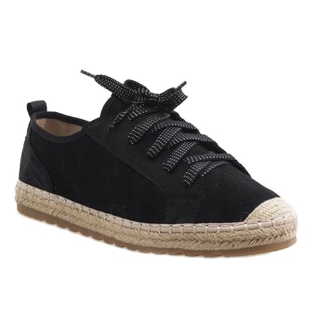 Fekete BB02P fűzött espadrilles 1