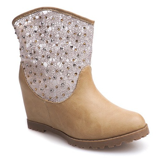 Áttört bokacsizma 7010 -16 Khaki 1