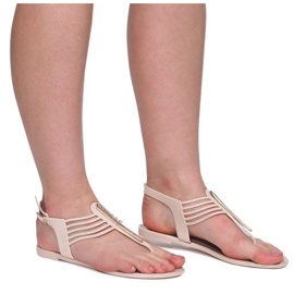 Meliski szandál Cyrkoniami 001-356 bézs színben 1