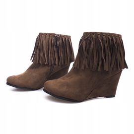 Velúr csizma On Wedge Boho 6257-15 Khaki sokszínű zöld 1
