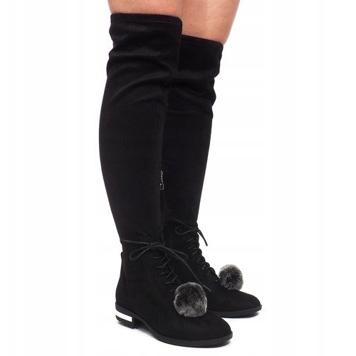 Velúr csizma Pompon G-41 Black fekete 1