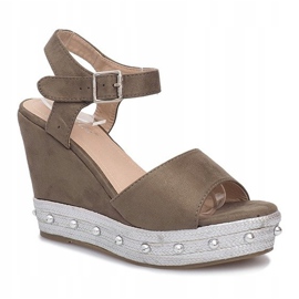 Utazási zöld ék szandál sokszínű 1