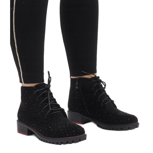 Fekete velúr bokacsizma flitterekkel 1013 1