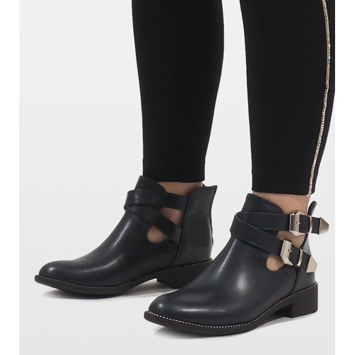 Ideal Shoes Tengerkék, nyitott csizma Y8157 sötétkék 2