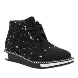 Fekete TS1811 fűzős csizma 1 Fekete TS1811 fűzős csizma 1