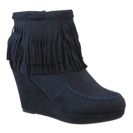 Navy blue velúr boho ék csizma LM-653 sötétkék 1