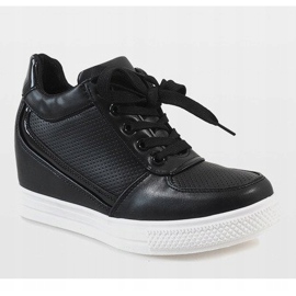 Fekete cipők, arany MY560 cipzárral 1