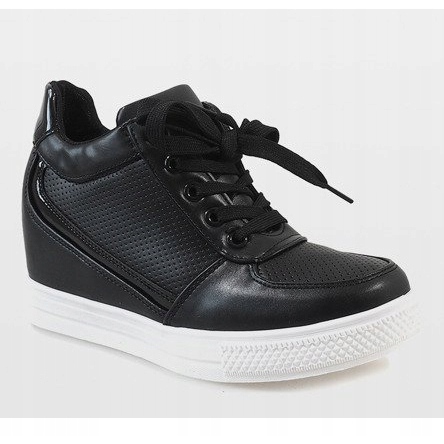 Fekete cipők, arany MY560 cipzárral 1