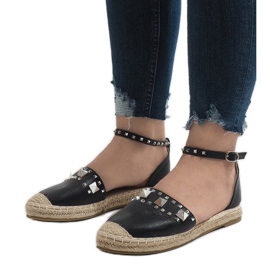 Fekete espadrilles Favara csapokkal 1 Fekete espadrilles Favara csapokkal 1