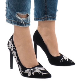 Fekete velúr magas sarkú cipő 16032-18 2