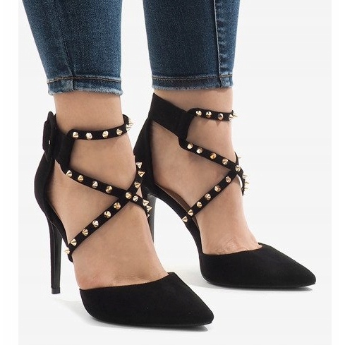 Fekete velúr magas sarkú cipő GH11547 2