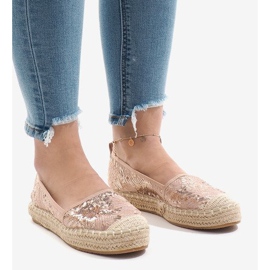 Rózsaszín áttört espadrilles L08-71 1