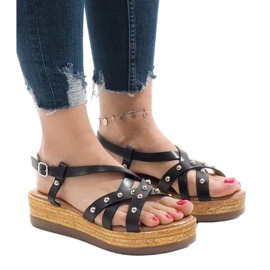 Fekete espadrilles szandál a 314-2B platformon 1