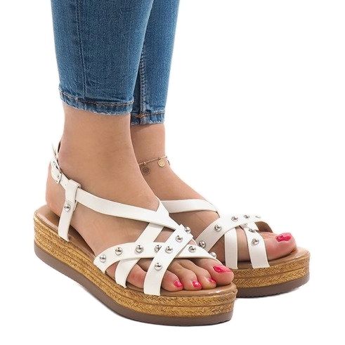 Fehér espadrilles szandál a 314-2B platformon 1